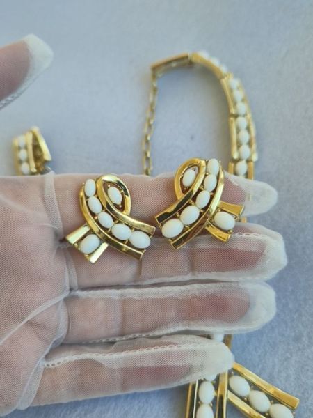 Сет 1950х рр. з глянцевого золотого покриття і білими вставками S10059 фото
