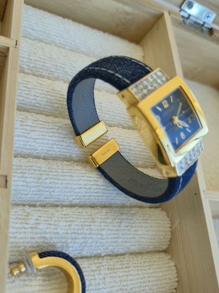 Джинсовий сет сережки+годинник S10060 фото