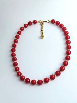 Червоне намисто з міцного вінтажного пластику N10182 фото